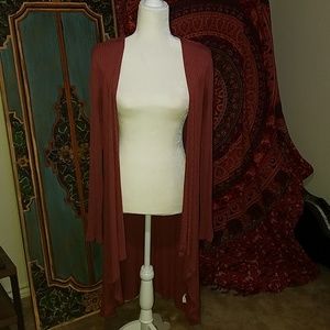 Ribbed Pink Duster Cardigan